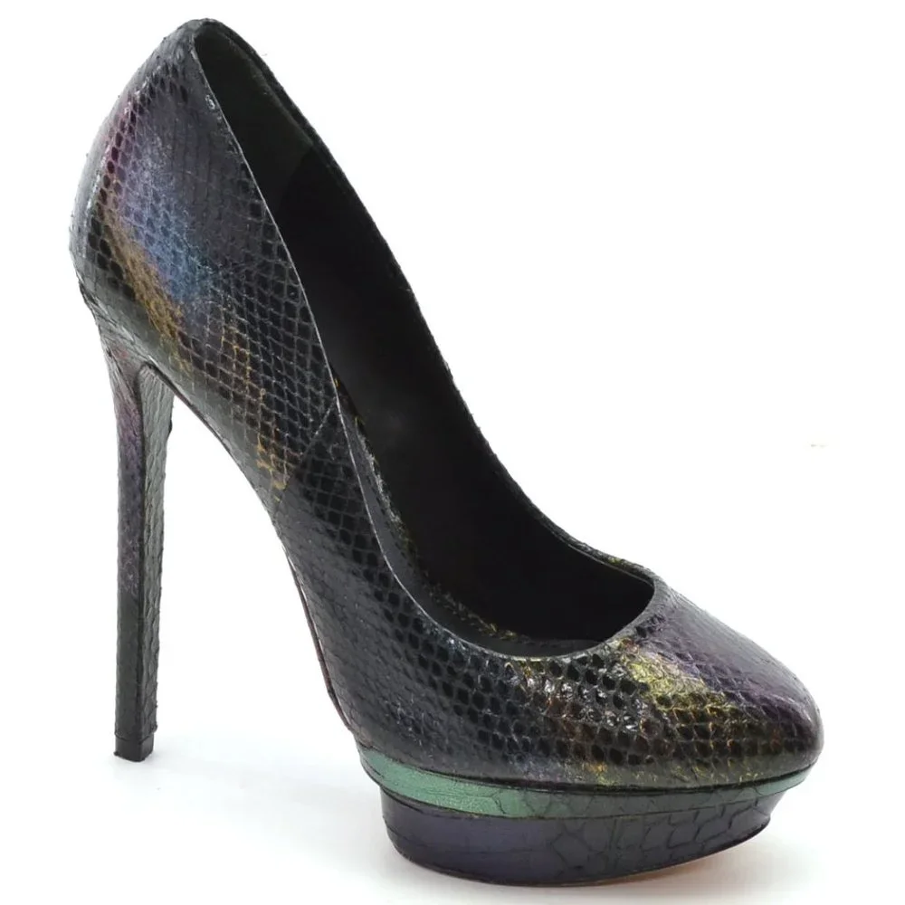 Brian Atwood Ferguson Snakeskin Platform Heels 6.5